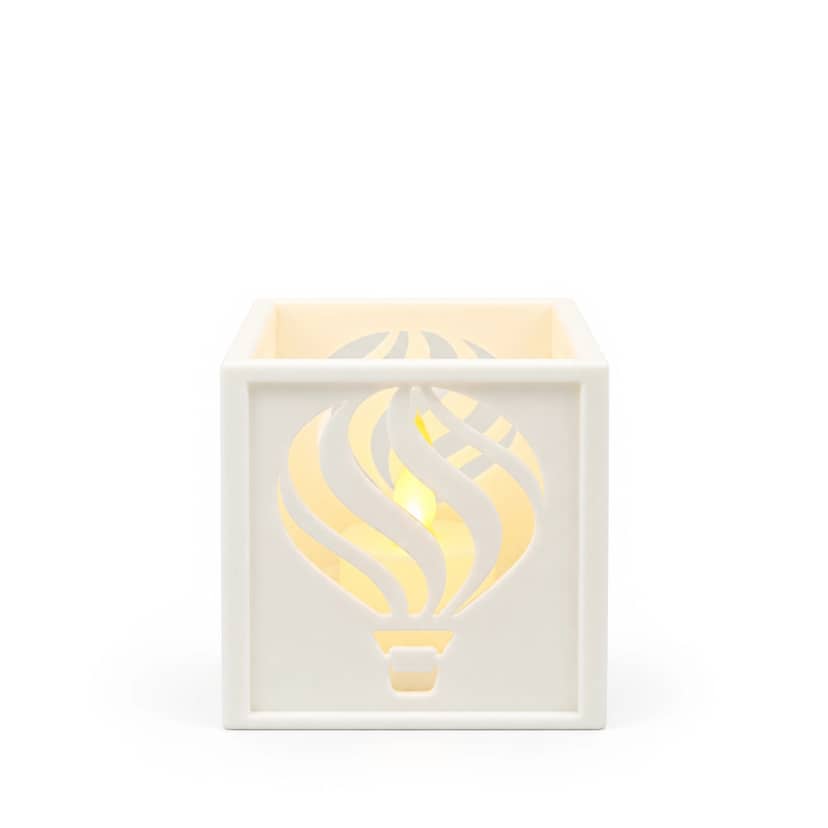 Porta-Vela Decorativo Balão de Ar Quente Branco