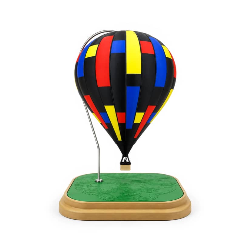 Miniatura Balão de Ar Quente Preto Geométrico