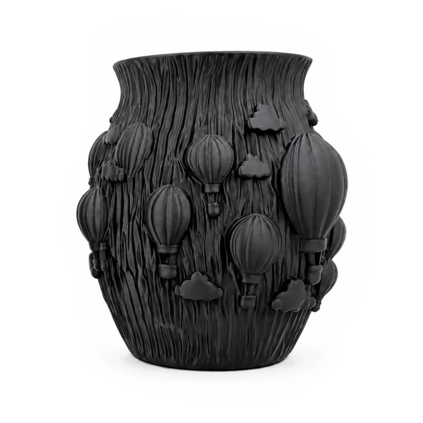 Vaso Decorativo Balões e Nuvens Preto Mini Verso
